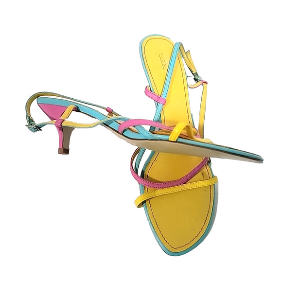Fioni 80's Style Multi-Color Ankle Strap Sandals Size 10 - Picture 2 of 9